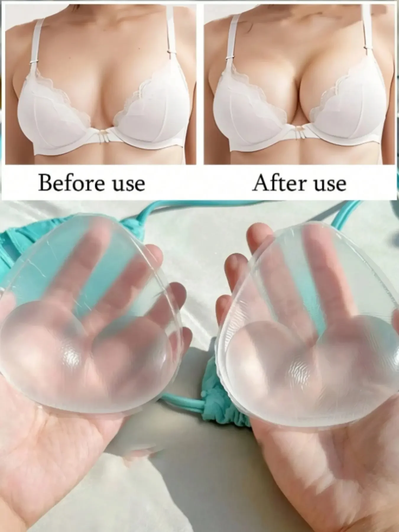Push Up Bra Silicone - 1 par de insertos de silicona